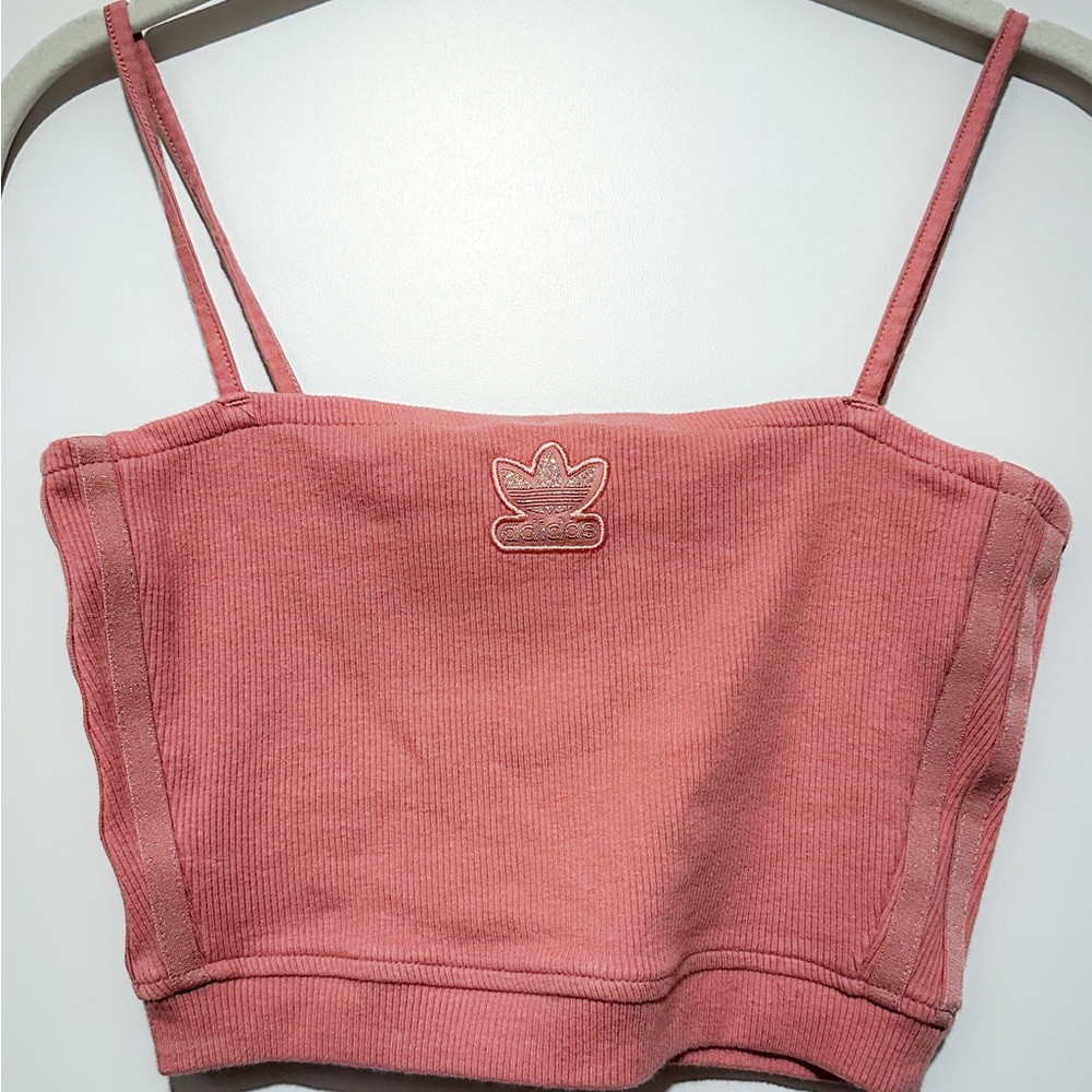 Adidas originals salmon pink crop top